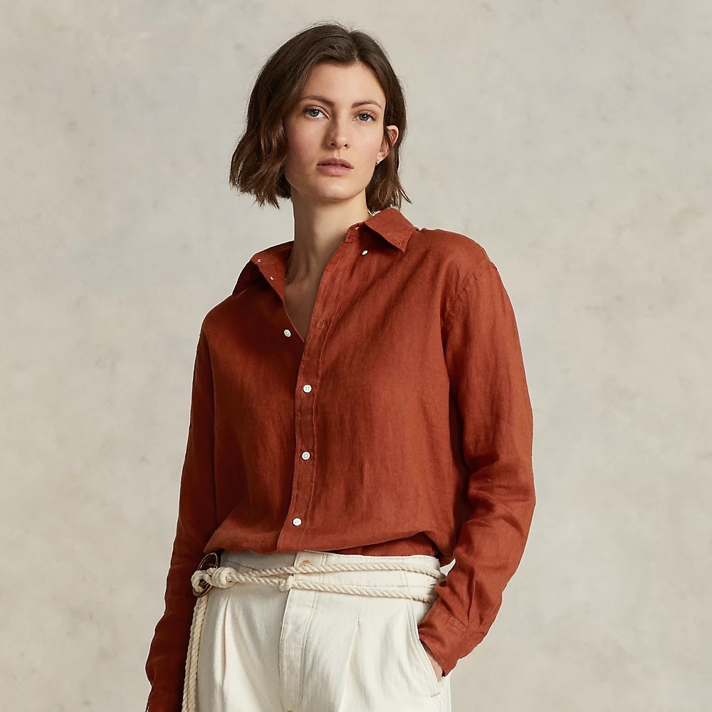 Polo Ralph Lauren Relaxed fit linen shirt rust